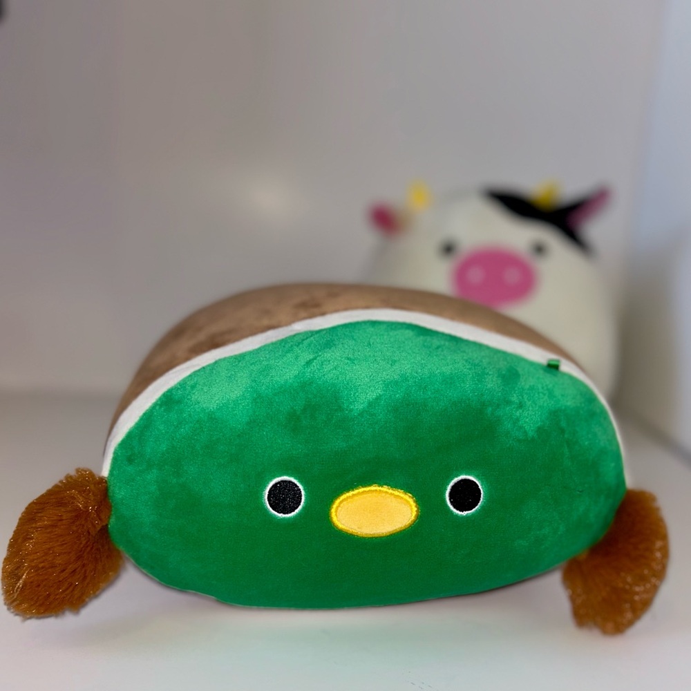 Squishmallows Avery the Mallard Duck and Connor the Cow plushie bundle